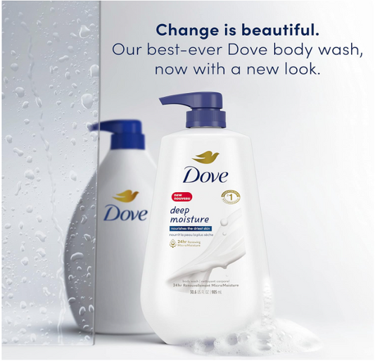 Dove Body Wash with Pump Deep Moisture For Dry Skin Moisturizing Skin Cleanser with 24hr Renewing MicroMoisture Nourishes The Driest Skin 30.6 oz